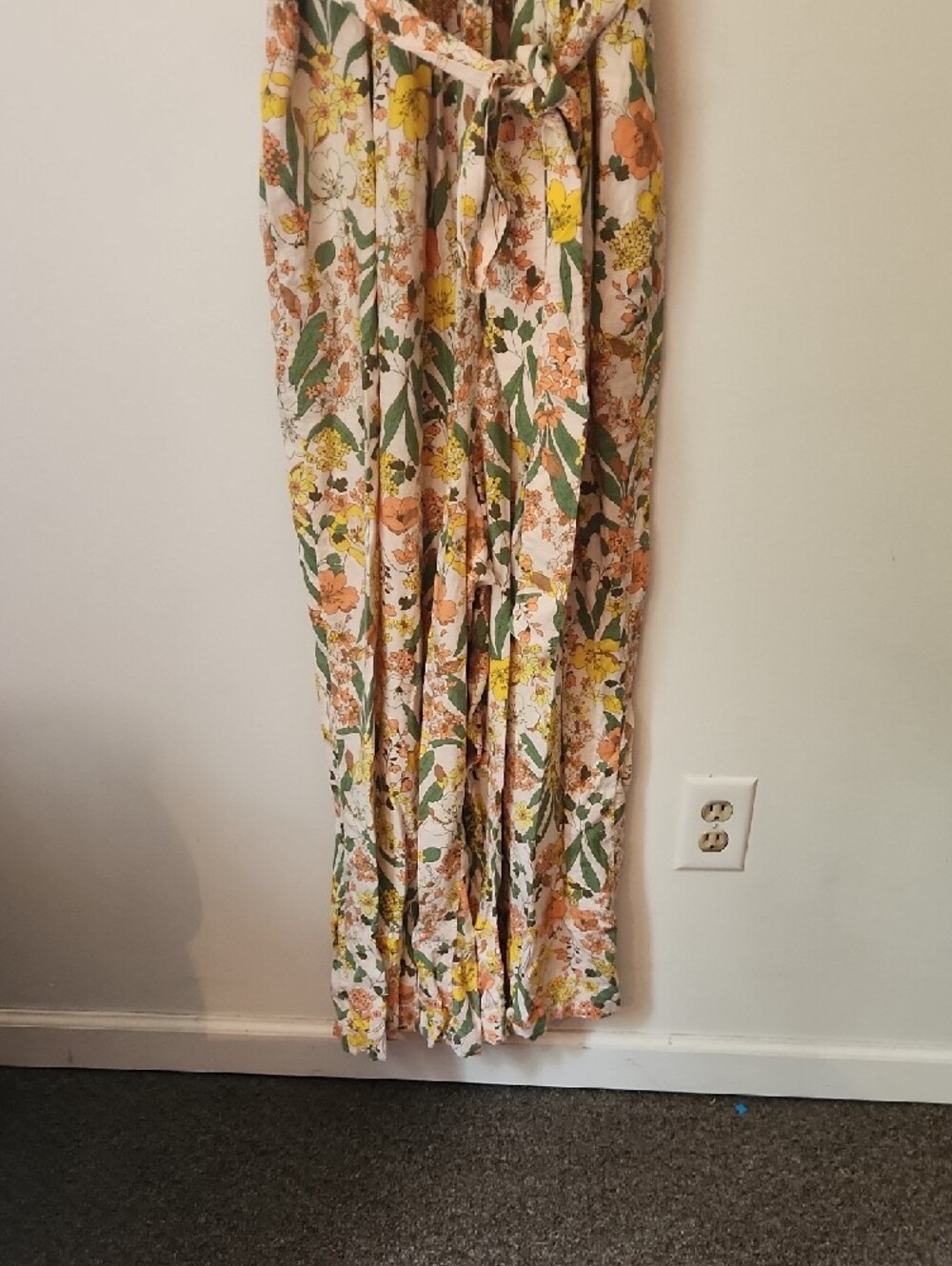 Lane Bryant 26 Jumpsuit Pastel Floral Flutter Sleeve Wide Leg Smocked - Picture 5 of 12
